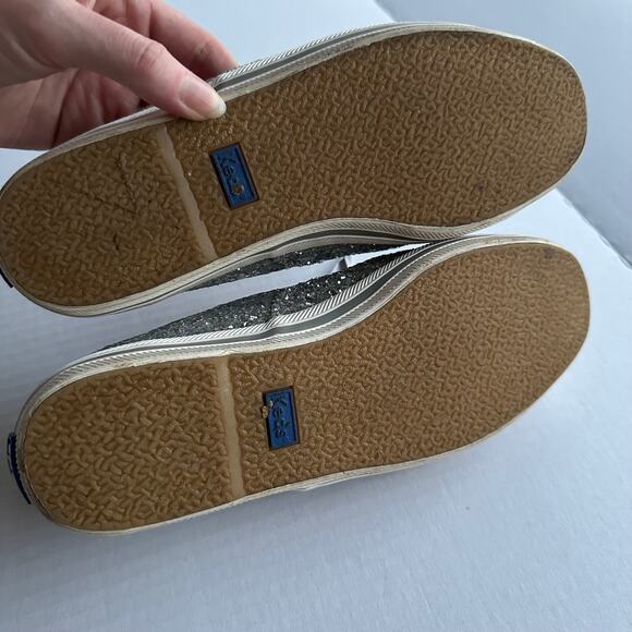 6.5 Kate Spade x Keds Glitter Sneakers Silver Sparkle Shoe Bridal Party Glam NYE - Picture 8 of 10